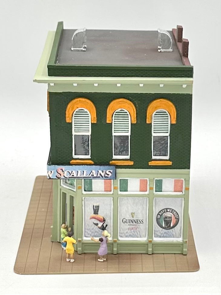 DPM HO Scale 2-Story Custom Painted "The Widow Scallons" Irish Pub/Bar Fully Assembled. Lighted