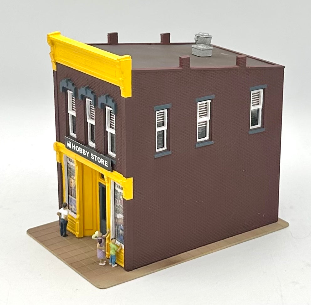DPM HO Scale 2-Story Custom Painted "Hobby Store" Fully Assembled. Lighted