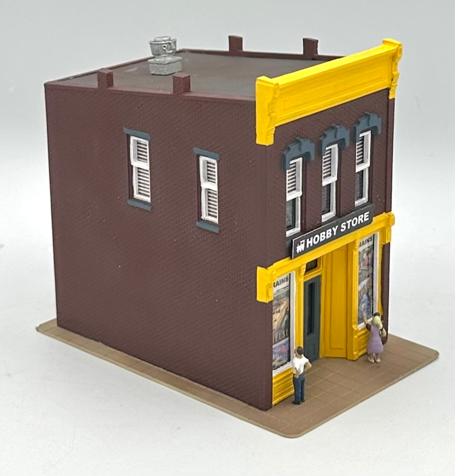 DPM HO Scale 2-Story Custom Painted "Hobby Store" Fully Assembled. Lighted