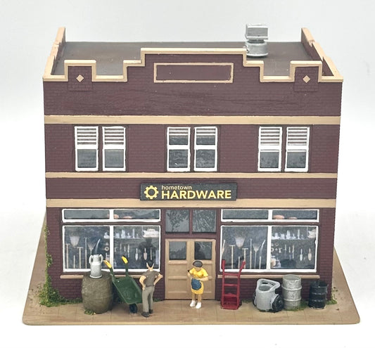 SmallTown #6006 HO Scale 2-Story Custom Painted "Hardware" Store Fully Assembled. Lighted