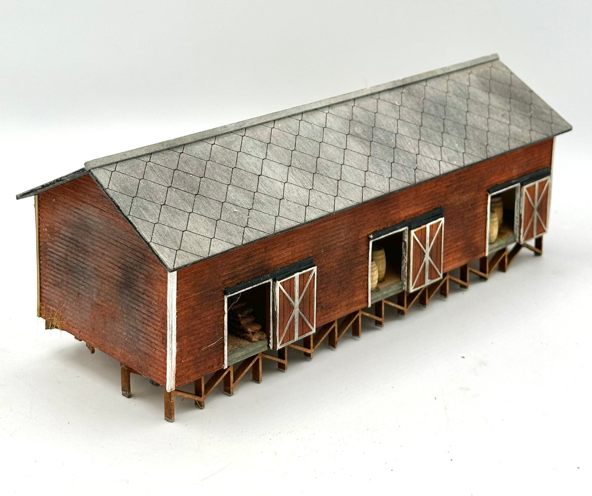 HO Scale Laser Cut Wood, Painted/Weathered Storage Shed/Barn Fully Assembled