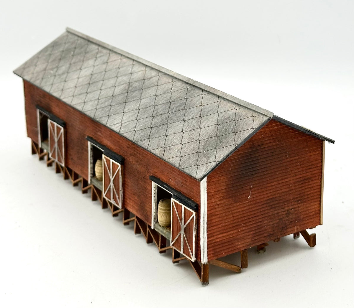 HO Scale Laser Cut Wood, Painted/Weathered Storage Shed/Barn Fully Assembled