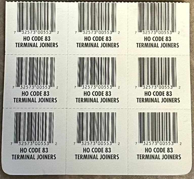Atlas HO Scale Code 83 Terminal Joiners #553 9pc