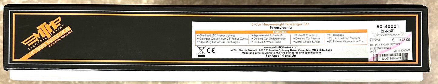 MTH HO 80-40001 HeavyWeight Pennsylvania Passenger Cars 6-Car Set