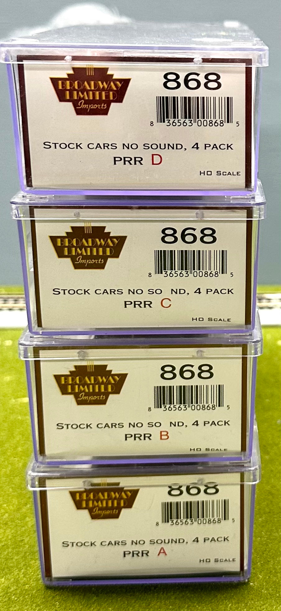 Broadway Limited HO 868 Pennsylvania Stock Cars No Sound 4 pack
