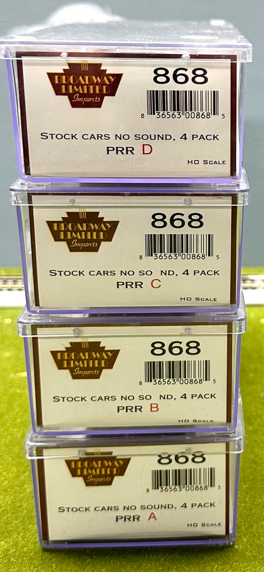 Broadway Limited HO 868 Pennsylvania Stock Cars No Sound 4 pack
