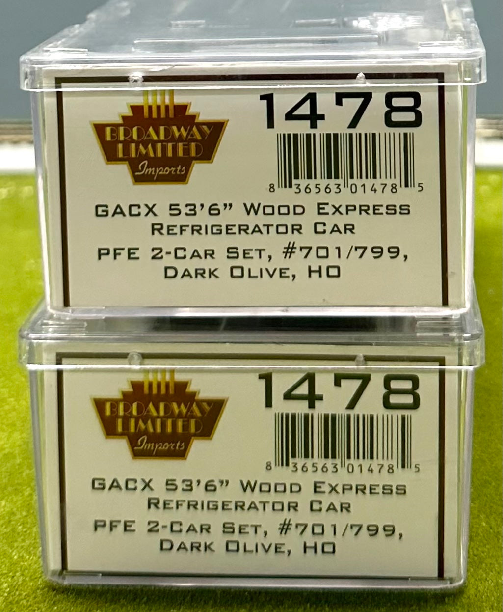 Broadway Limited HO 1478 GACX 53' 6" Wood Express Reefer 2 Car set