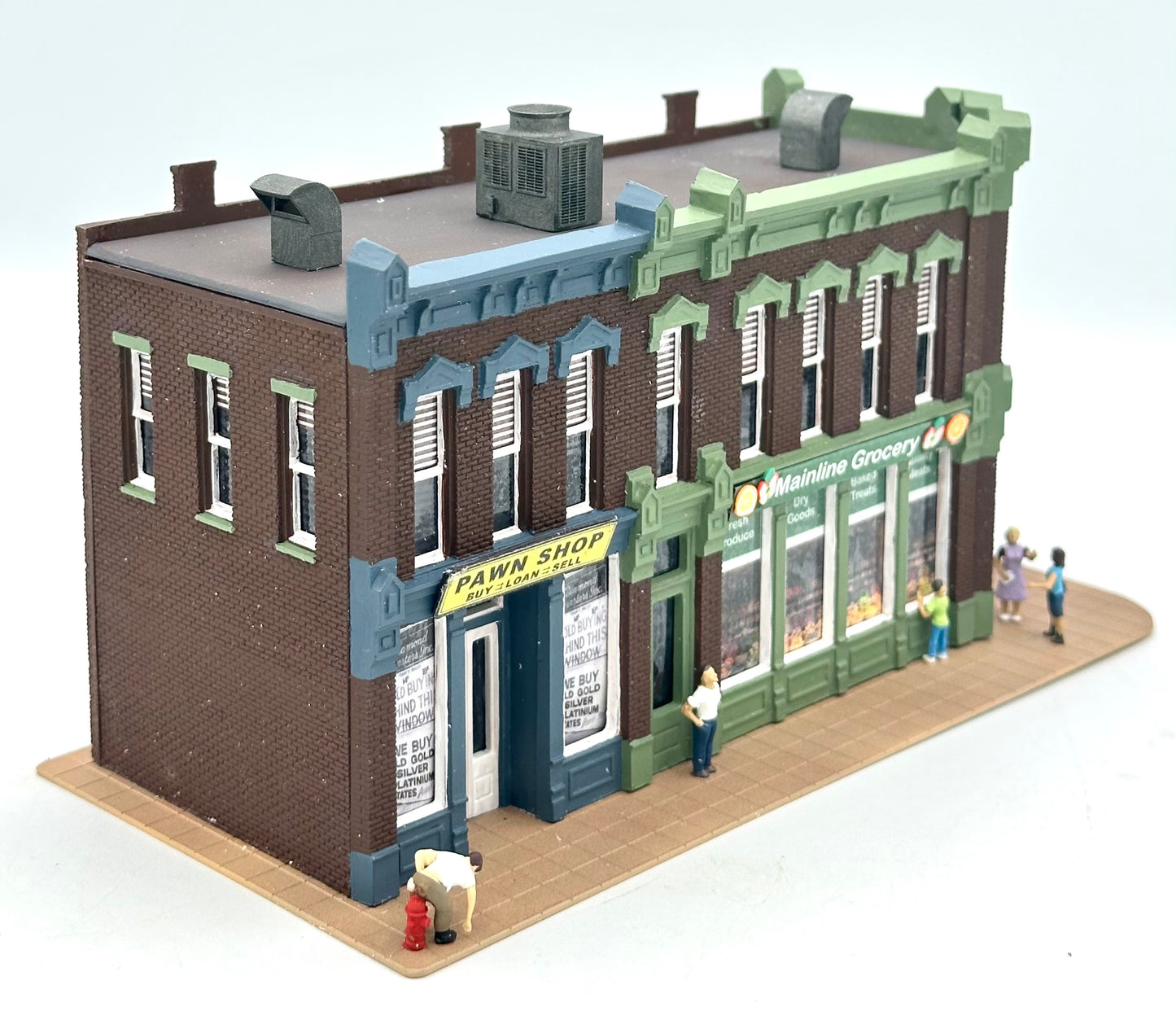 DPM 12100 HO Scale Fully Assembled Seymour Block"Pawn Shop/ Mainline Grocery" Lighted