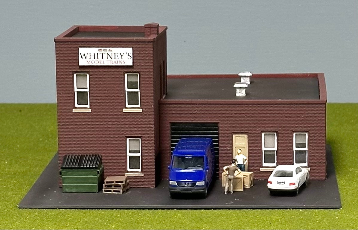 DPM HO Scale Custom Built Painted Warehouse " Whitney"s Model Trains" Lighted