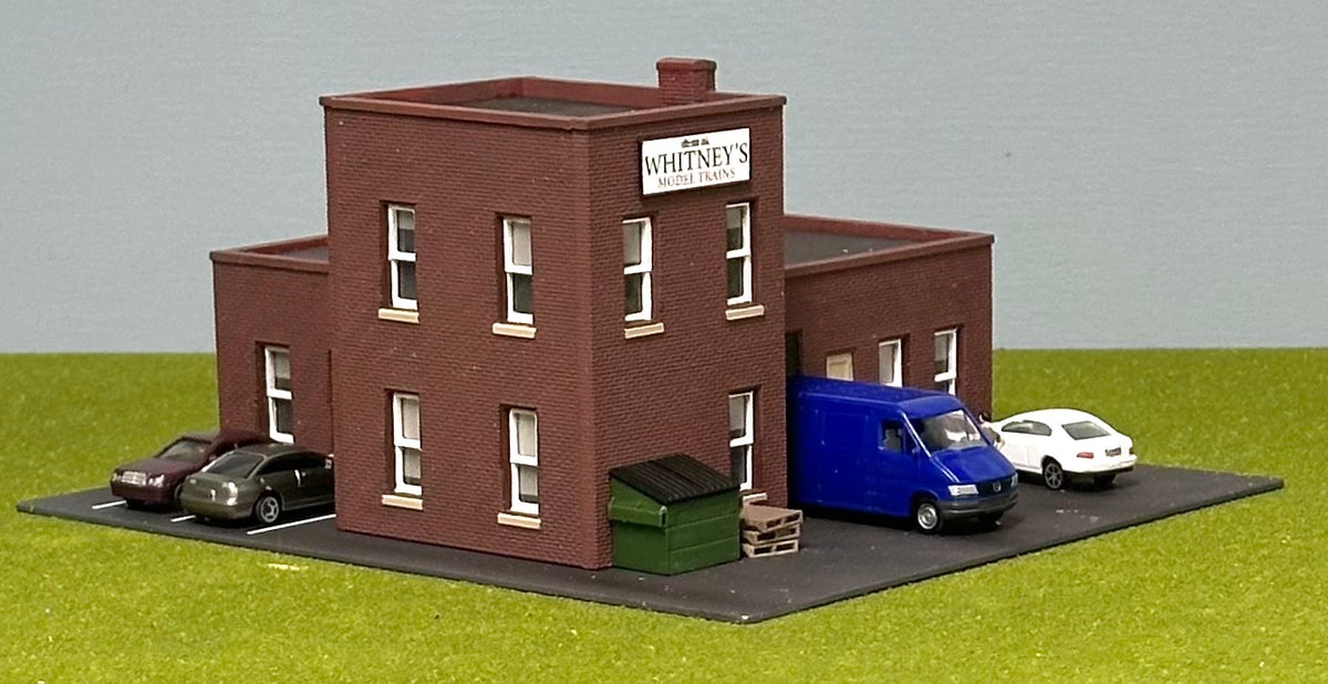 DPM HO Scale Custom Built Painted Warehouse " Whitney"s Model Trains" Lighted