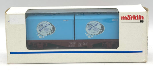 Marklin 4659 HO Scale DR Flatcar Carrying two Ramlosa Beer Freight containers