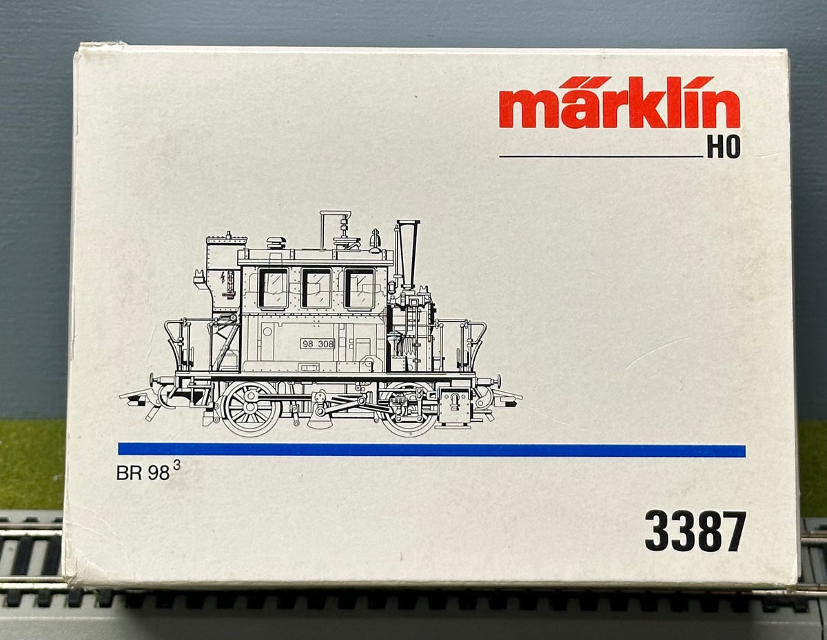 Marklin HO 3387 DB BR 98 Glass Box 3-Rail Analog AC Steam Locomotive