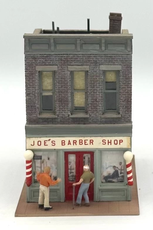 HO Scale 2-Story "Joe's Barber Shop" Custom Painted /Weathered Fully Assembled