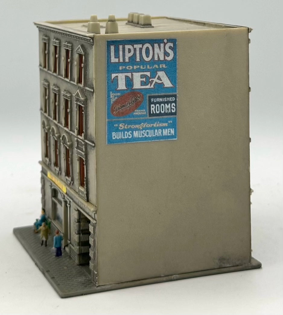 Pola N Scale Custom Painted 4-Story Apartment Building w/ "Oscar Myers Shop"
