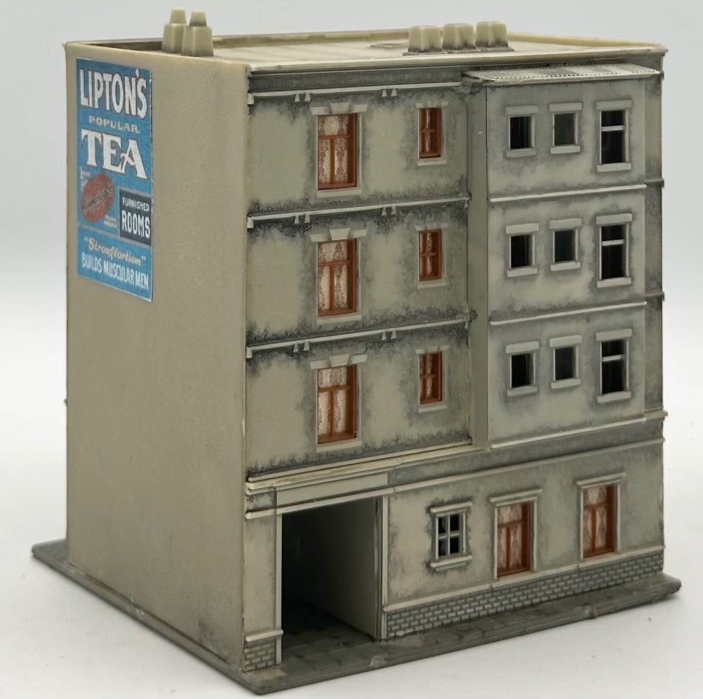 Pola N Scale Custom Painted 4-Story Apartment Building w/ "Oscar Myers Shop"