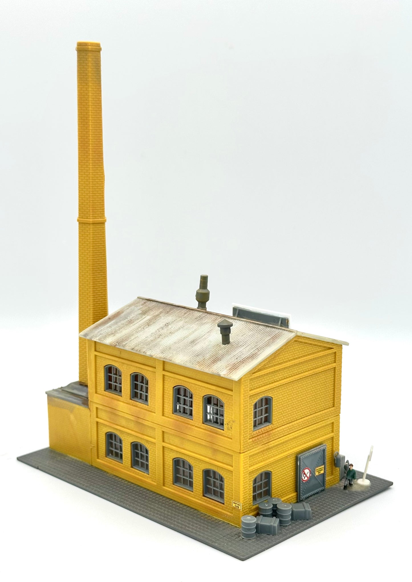 PIKO N Scale Custom Painted/Weathered 2 Story Factory Building, " J.J. Metal Work LLC " Diorama