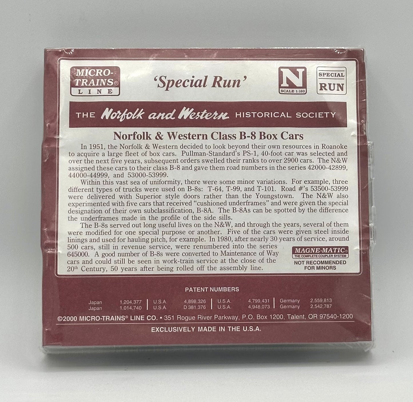 Micro Trains MTL N Scale Norfolk & Western Historical Society Class B-8 Box Car, 3 Car Pack Factory Sealed