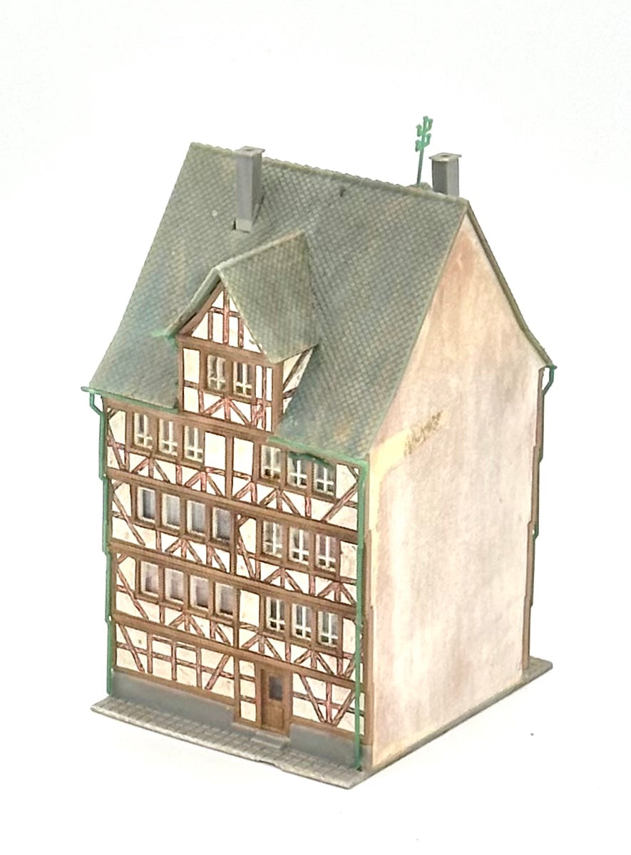 Kibri Z Scale 5-Story Timber  Weathered Frame Apartments/ Ground Floor Shops Full Assembled