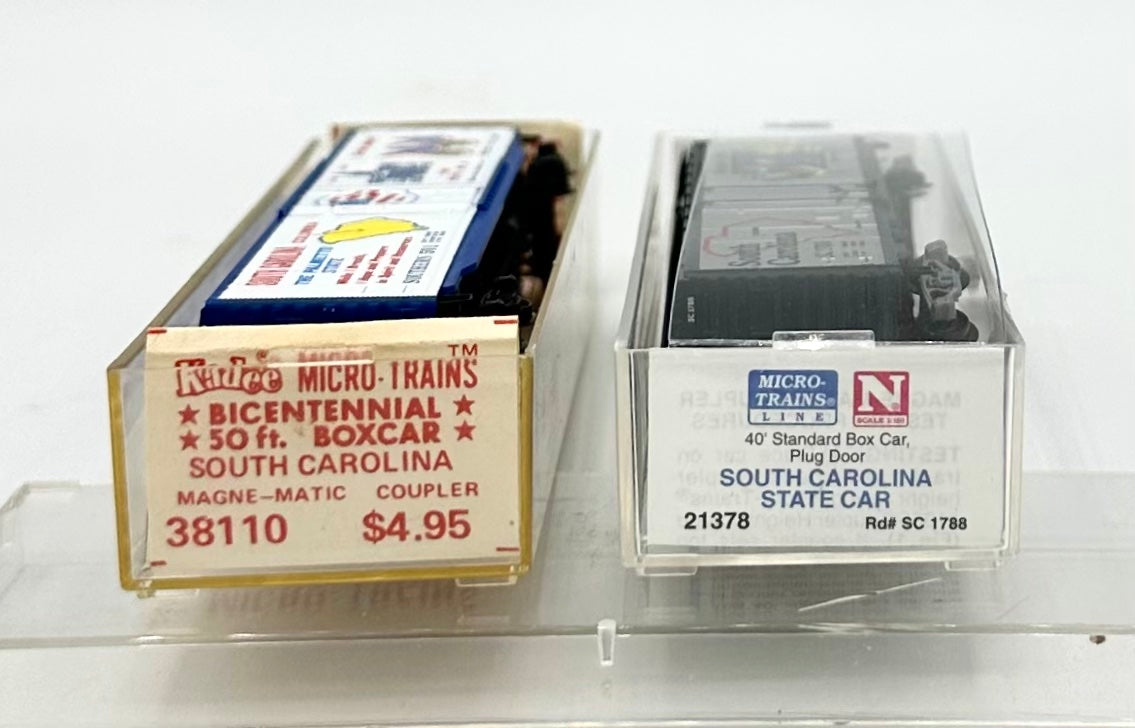 Micro Trains 21378 South Carolina State Car, Kadee 38110 BiCentennial South Carolina Box Car