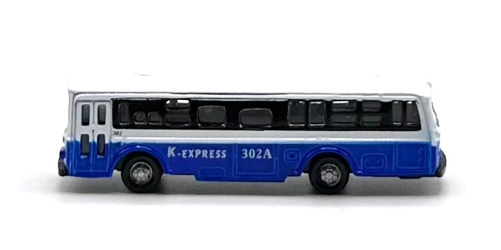 N Scale Vehicle K Express 302A City Coach/Bus Blue/White Metal.