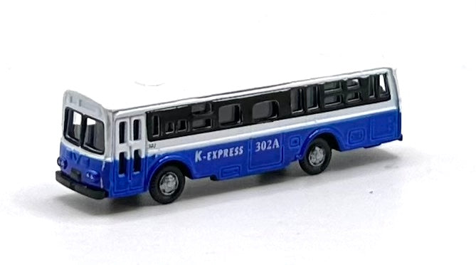 N Scale Vehicle K Express 302A City Coach/Bus Blue/White Metal.