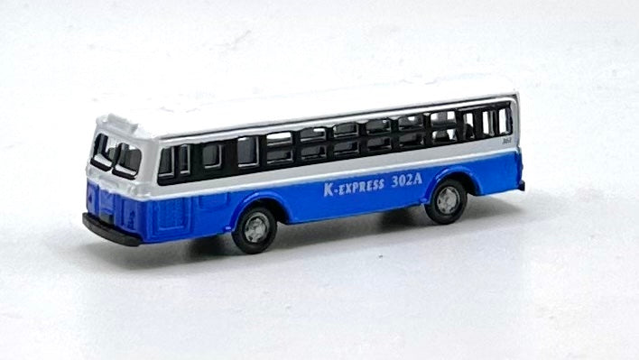 N Scale Vehicle K Express 302A City Coach/Bus Blue/White Metal.