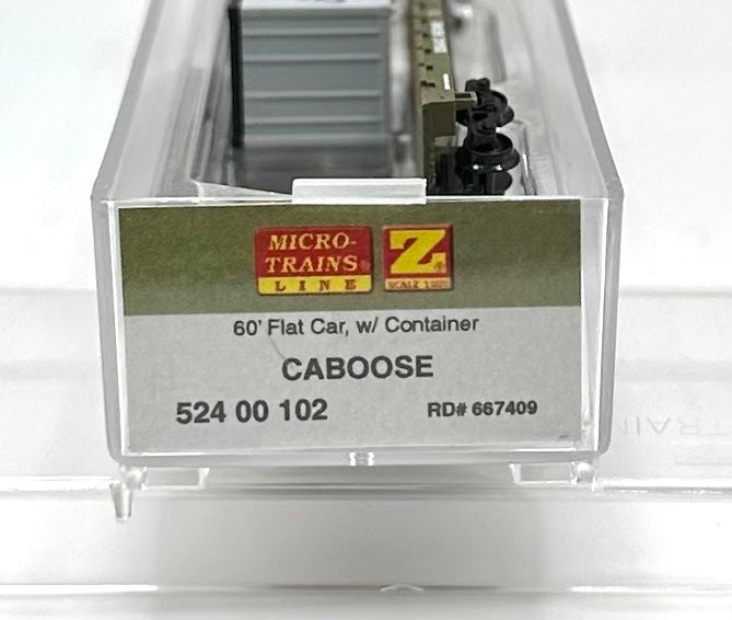 Micro Trains MTL Z Scale 524 00 102 Caboose U.S.A.A.C 60' Flatcar with Container Load