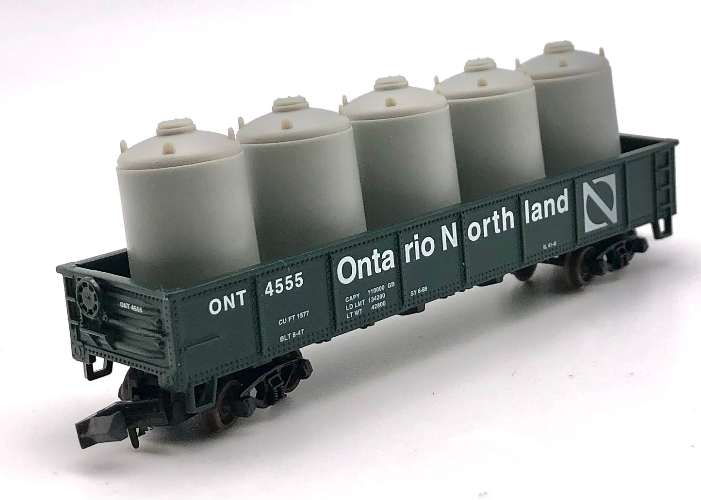 Atlas 35052 N gauge Ontario Northland ONT 4555 Gondola rivet sides + 5 Tank load