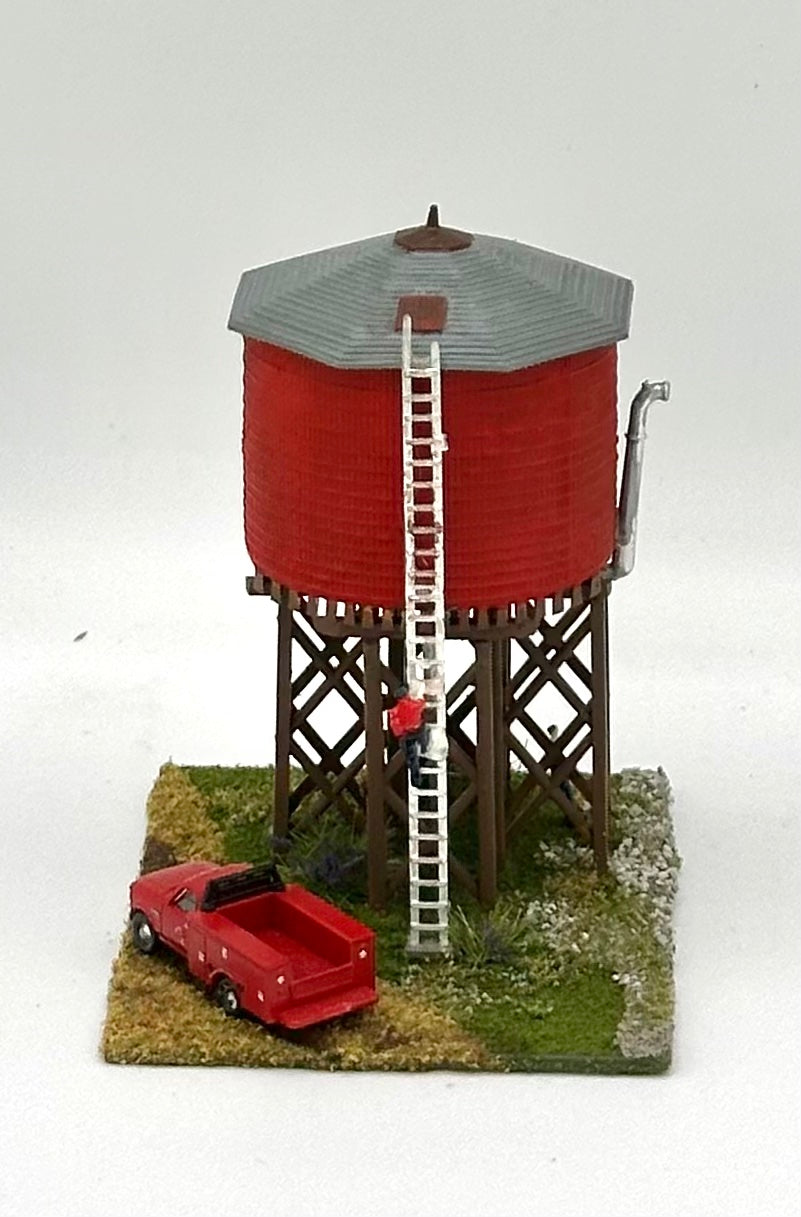 N Scale Trackside Custom Painted Water Storage Tank, Diorama
