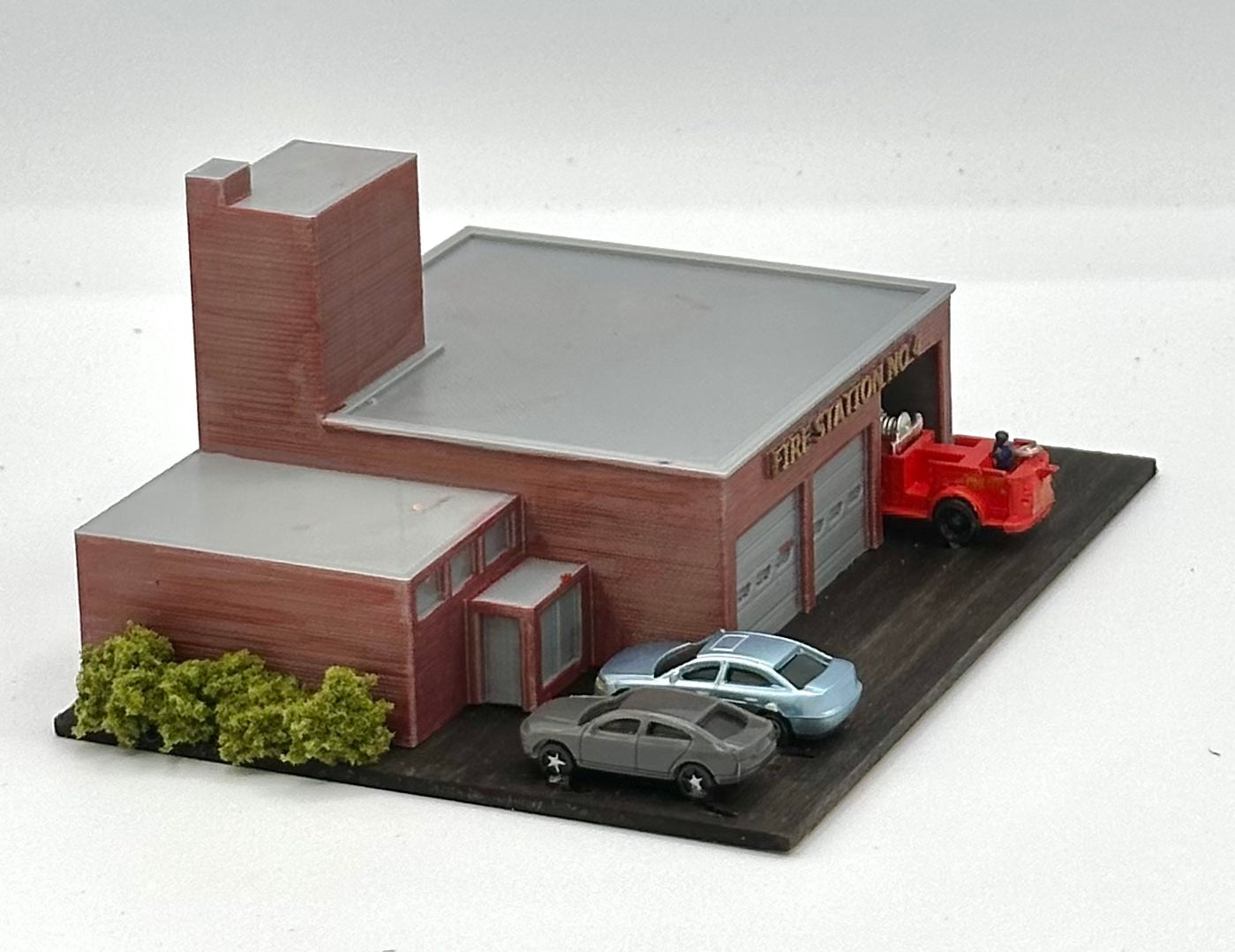 N Scale Custom Painted Modern Fire Station, Fully Assembled