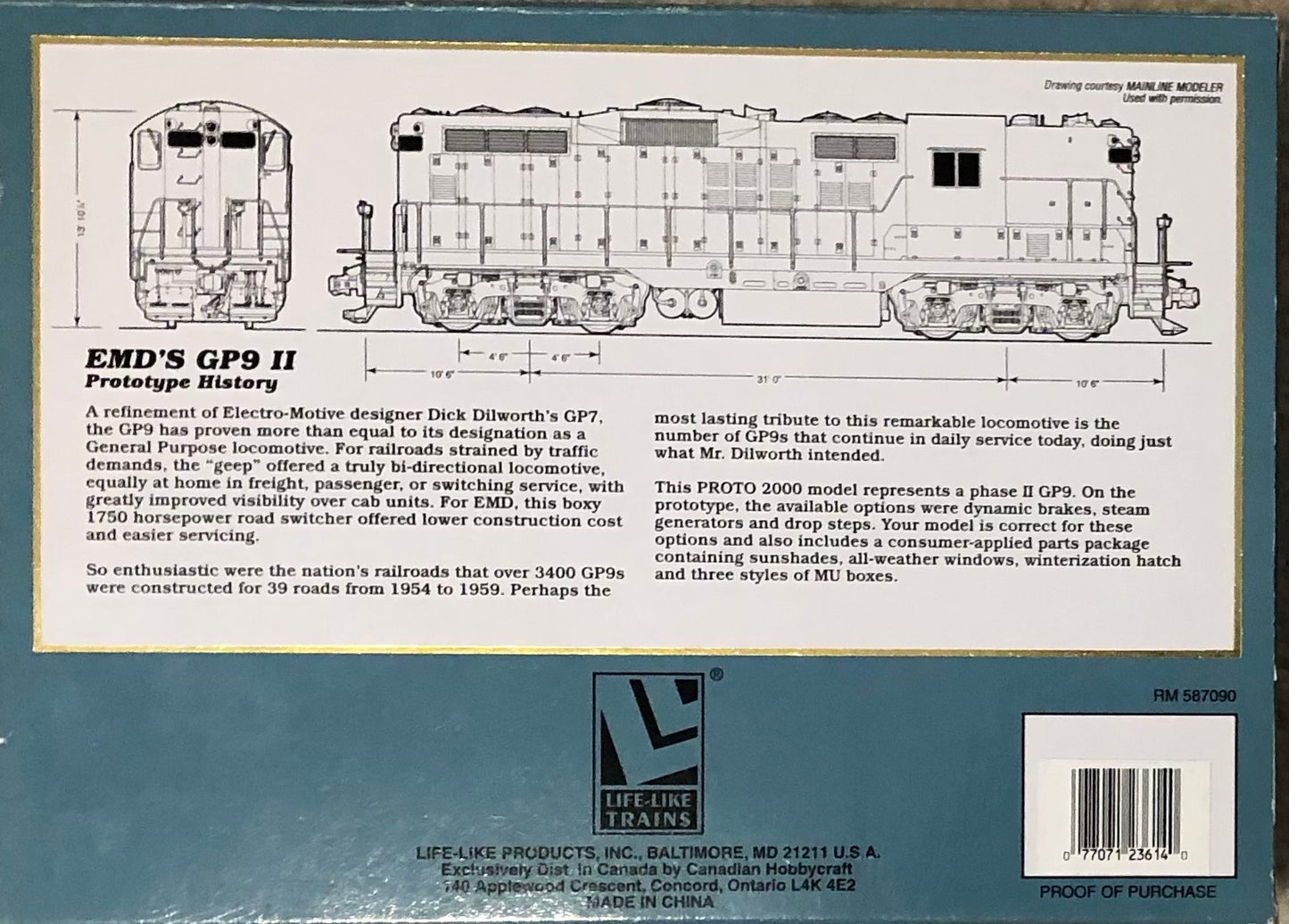 Proto 2000 (LifeLike) 23614 HO Scale Santa Fe GP9 II Diesel Locomotive 707