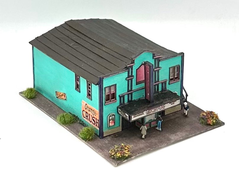 N Scale Laser Cut Custom Built/Painted Small Town Cinema Theater   Lighted