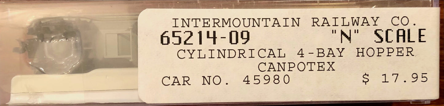 InterMountain N Scale 65214-09 Canpotex Cylindrical 4 Bay Hopper PTEX 45980