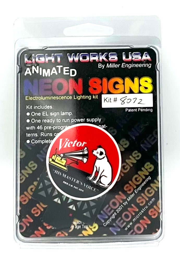 Light Works USA 8072 N-HO Scale Animated Victor "His Masters Voice" Neon Sign