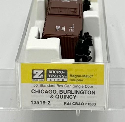 Micro Trains MTL Z Scale 13519-2 Chicago,Burlington & Quincy 50' Std. Box Car Single Door