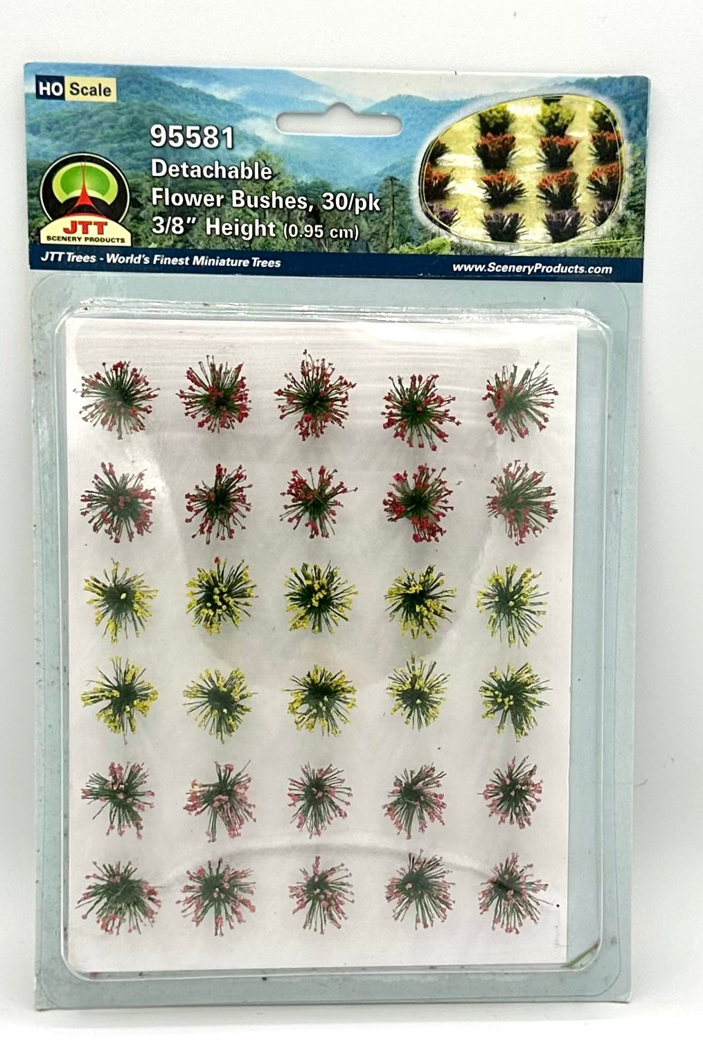 JTT Scenic Products 95581 HO Scale Detachable Flower Bushes 30/pk 3/8" Height