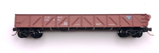 Micro Trains MTL 60020 N Scale C.B.&Q.50' Straight side Composite Gondola drop endd