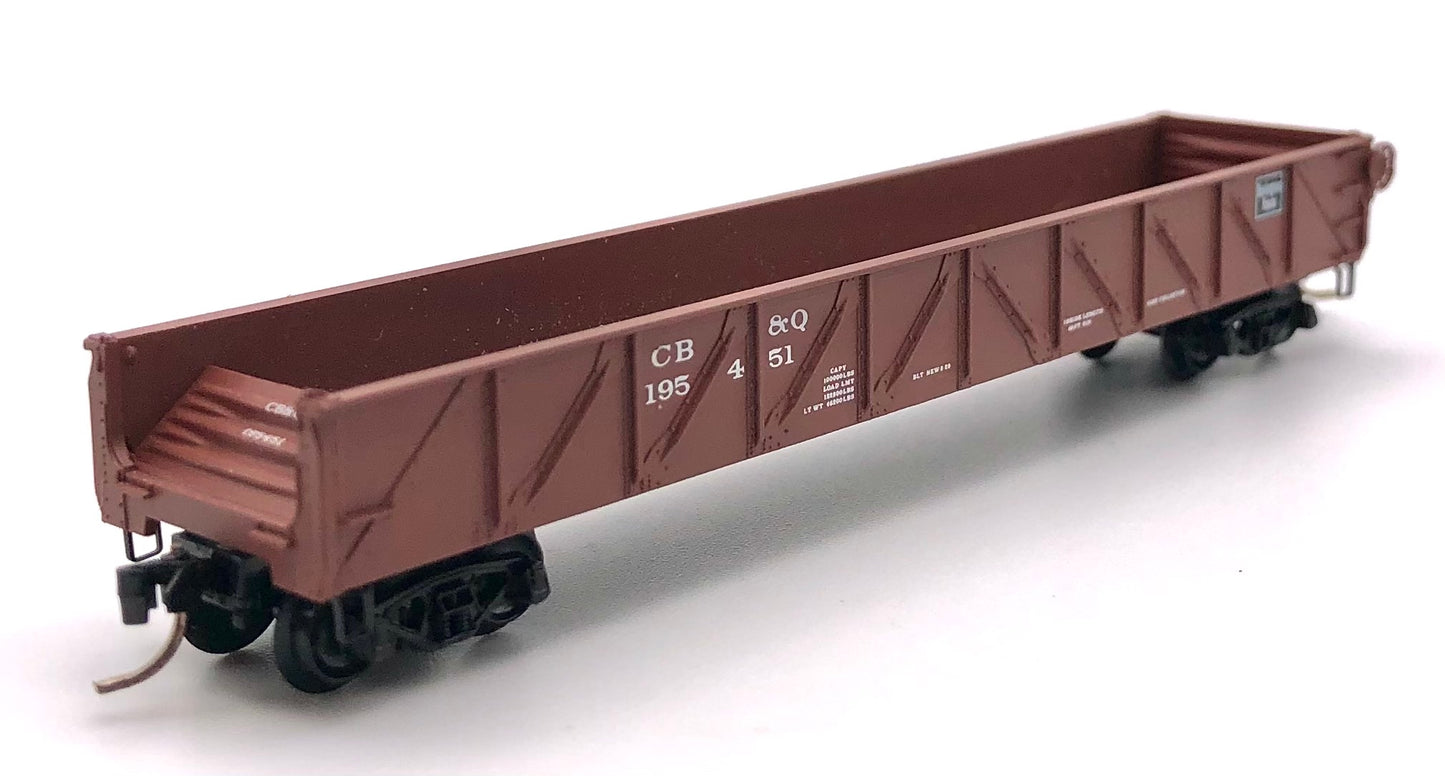 Micro Trains MTL 60020 N Scale C.B.&Q.50' Straight side Composite Gondola drop endd