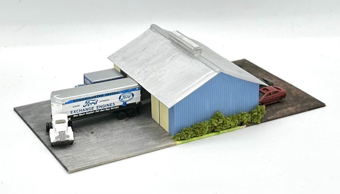 N Scale Custom Built/Painted Auto Parts Building Diorama