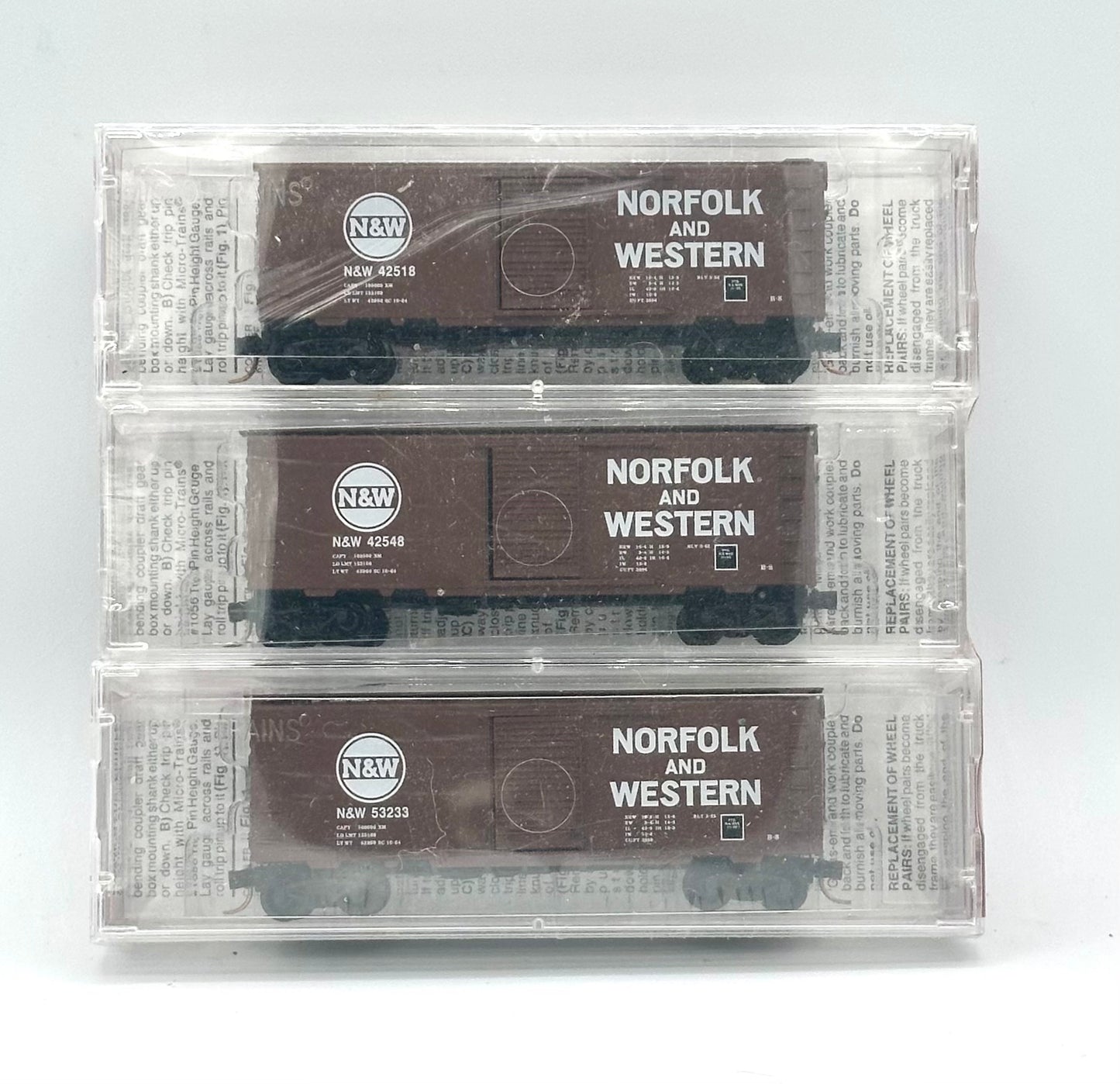 Micro Trains MTL N Scale Norfolk & Western Historical Society Class B-8 Box Car, 3 Car Pack Factory Sealed
