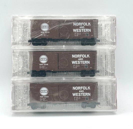 Micro Trains MTL N Scale Norfolk & Western Historical Society Class B-8 Box Car, 3 Car Pack Factory Sealed