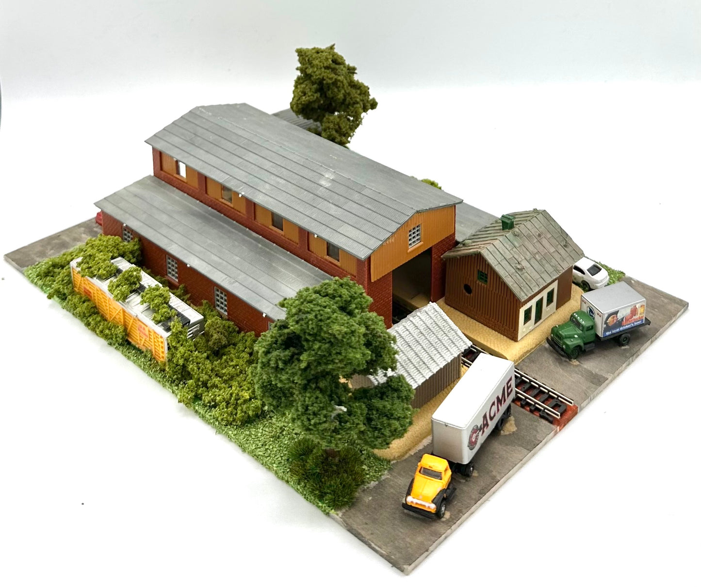 N Scale Custom Built Engine Maintenance Shed + Out Buildings Diorama