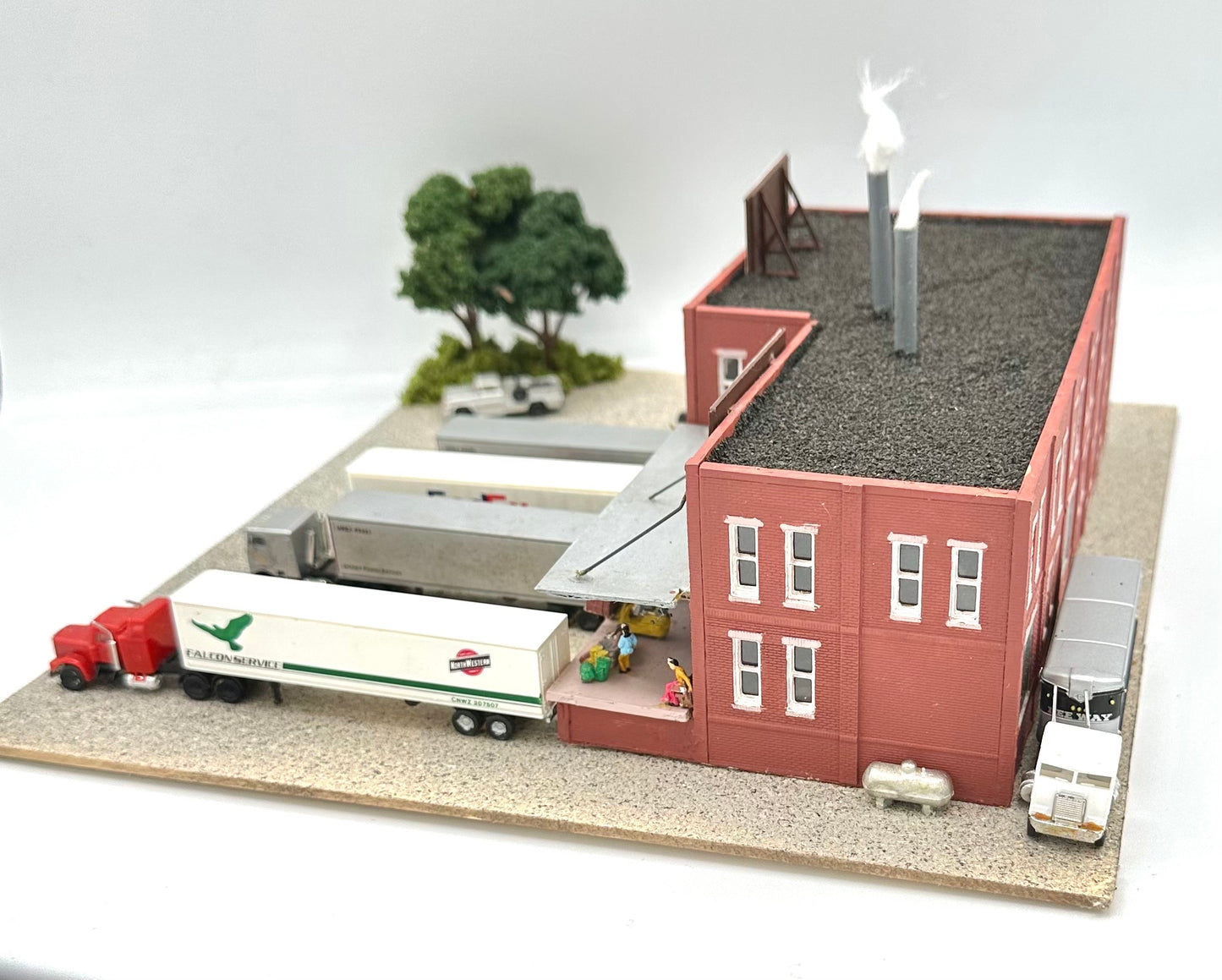 Woodland Scenics DPM N Scale Custom Brick Built Weathered 2-Story Factory Building Diorama.