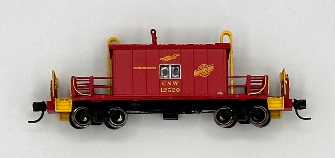 Bluford Shops N Scale 25091 Transfer Caboose -With Running Board , Chicago & North Western Red 12520