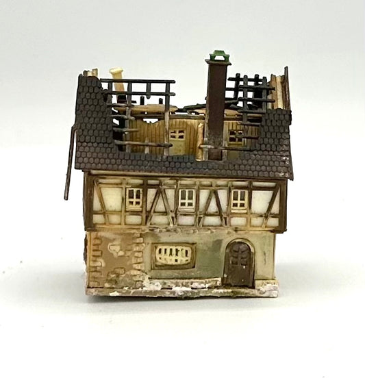 Kibri Z Scale; "Rare" 3-Story Custom Painted/Weathered Burnt out Timber Frame Town House&nbsp; Fully Assembled&nbsp;