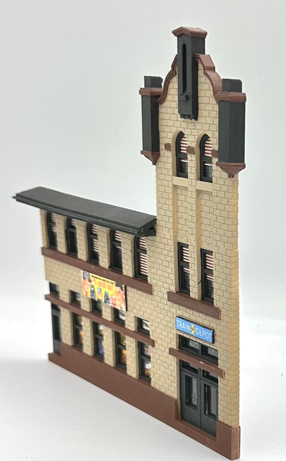 HO Scale 3-Story Background Facia, Custom Built, Painted Train Store/ Apartments ,Fully assembled