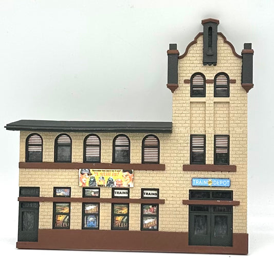 HO Scale 3-Story Background Facia, Custom Built, Painted Train Store/ Apartments ,Fully assembled