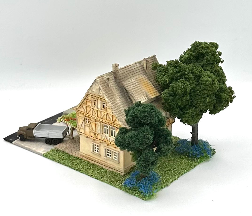 N Scale 3-Story Weathered Timber Framed Building, House + Blacksmith Forge