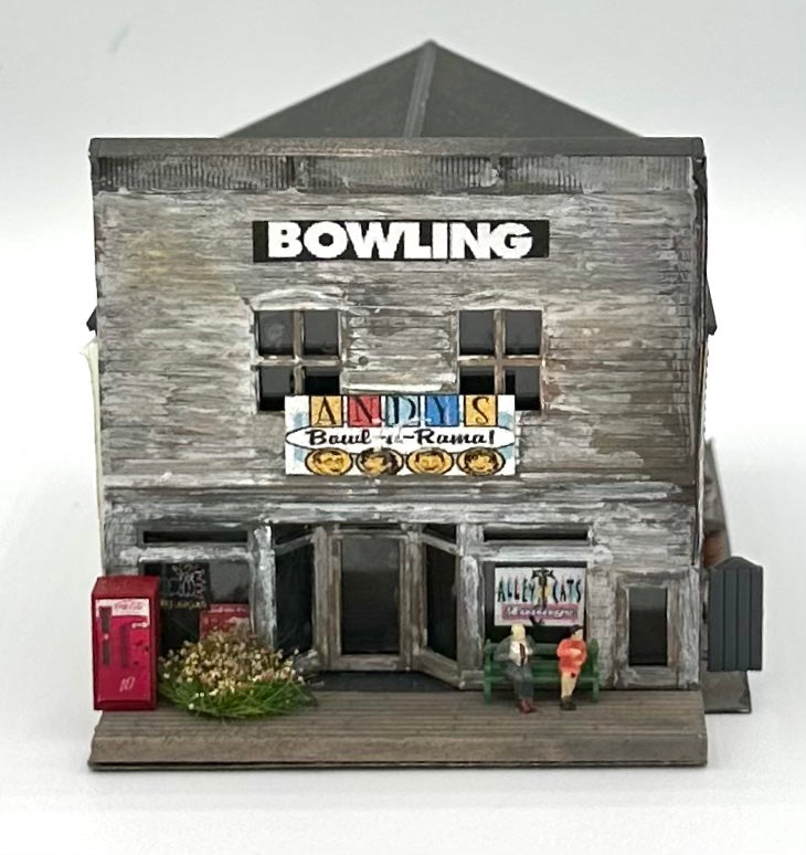 N Scale Scratch Built Weathered Custom Bowling Alley