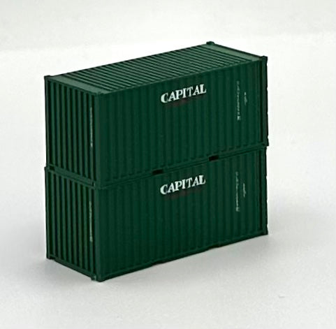 Deluxe N Scale CAPITAL 20' High Cube Corrugated Containers 2 pc.